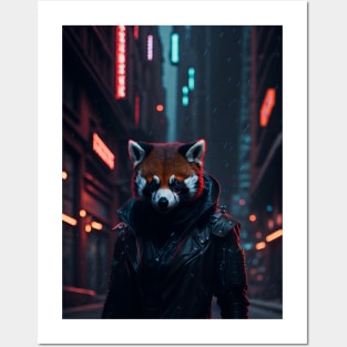 Red Panda Rain Rebel Posters and Art